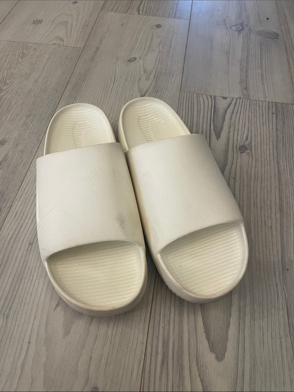Nike Calm Cream/Off-White Slide Sandals - Men's Easy Slip-On